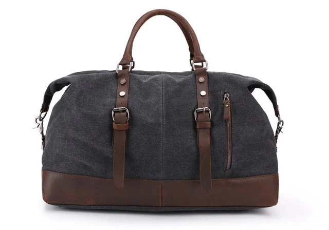 Men'S Travel Bags Vintage Leather Canvas Carry On Luggage Bags Big Men Duffel Bags Travel Tote 6 Men'S Travel Bags Vintage Leather Canvas Carry On Luggage Bags Big Men Duffel Bags Travel Tote - Image 6