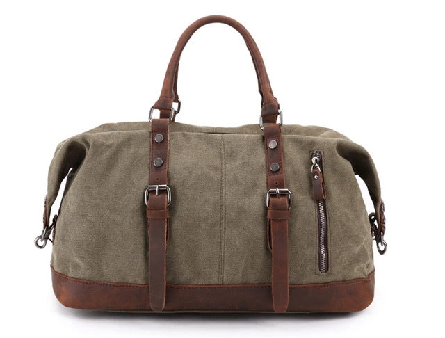 Men'S Travel Bags Vintage Leather Canvas Carry On Luggage Bags Big Men Duffel Bags Travel Tote 2 Men'S Travel Bags Vintage Leather Canvas Carry On Luggage Bags Big Men Duffel Bags Travel Tote - Image 2