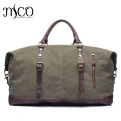 Melodycollection Canvas Leather Men Travel Bags Carry On Luggage Bags Men Duffel Tote Large