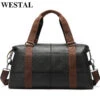 Westal Men Travel Bags Genuine Leather Foldable Carry On Bags Weekend Bag Men Duffel Bag For Hand