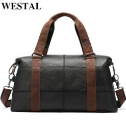 Westal Men Travel Bags Genuine Leather Foldable Carry On Bags Weekend Bag Men Duffel Bag For Hand