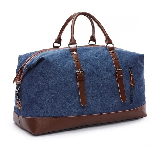Canvas Travel Bag Men Leather Handbag Male Carry On Luggage Duffel Bags Women Overnight Big 2 Canvas Travel Bag Men Leather Handbag Male Carry On Luggage Duffel Bags Women Overnight Big - Image 2