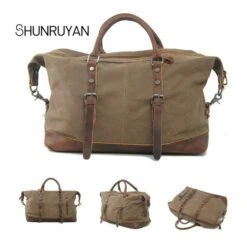 Shunruyan Canvas Cow Leather Men Travel Bags Carry On Luggage Bags Men Duffel Bags Travel Tote -Samsonite Sales Store product image 906444788