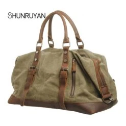 Shunruyan Canvas Cow Leather Men Travel Bags Carry On Luggage Bags Men Duffel Bags Travel Tote -Samsonite Sales Store product image 906444789